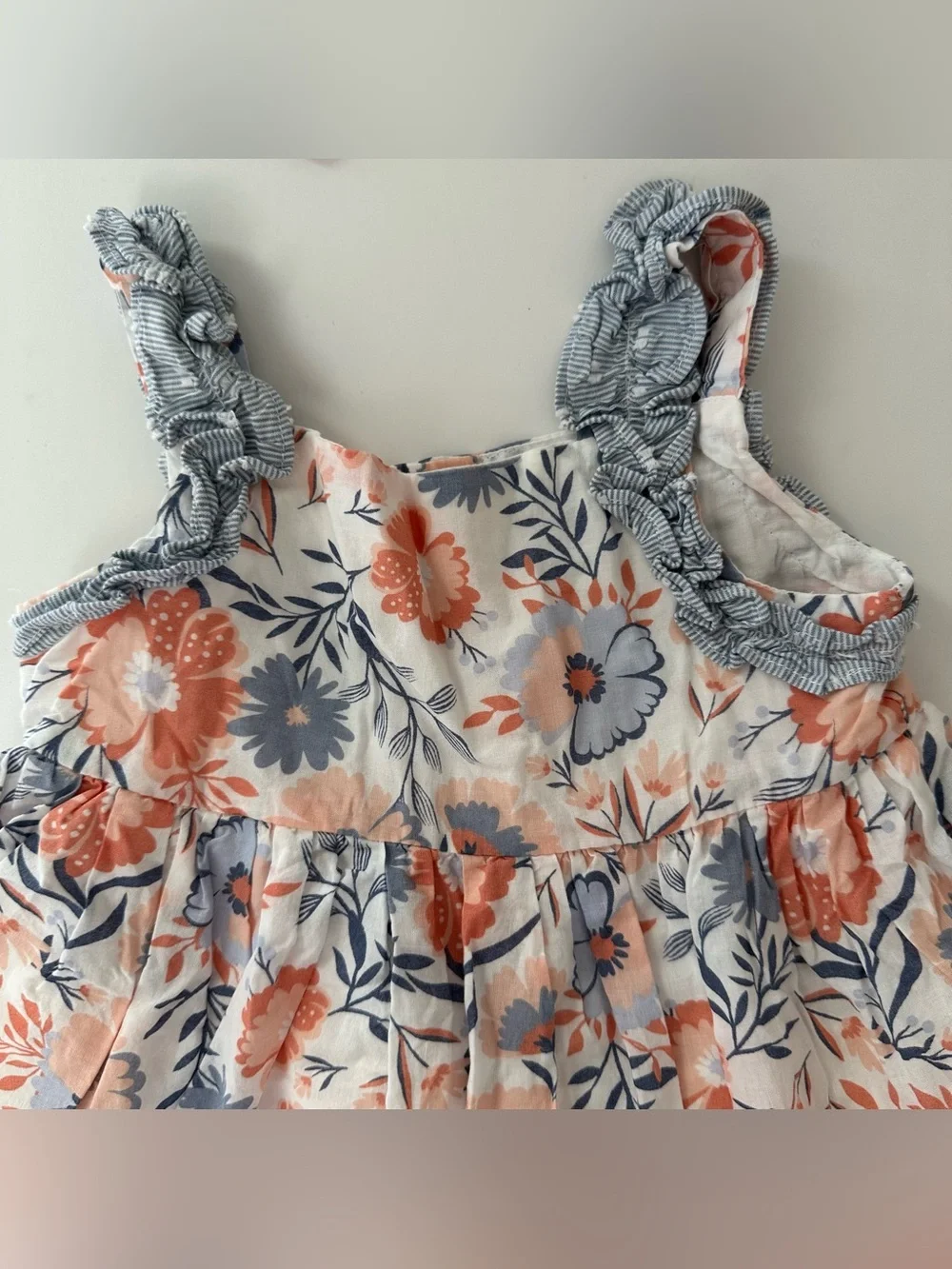 Tahari‎ Baby Girl Dress in Coral and Navy Floral Sundress with Bow